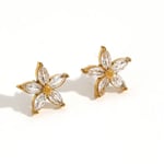 Gold color / 1 Pair Simple Series Daily Flower Stainless Steel  Gold Color Women's Stud Earrings Picture2